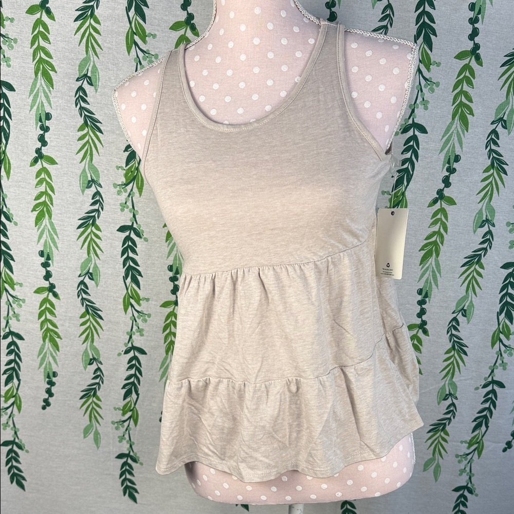 Pink Republic Beige Ruffle Tank Top C2